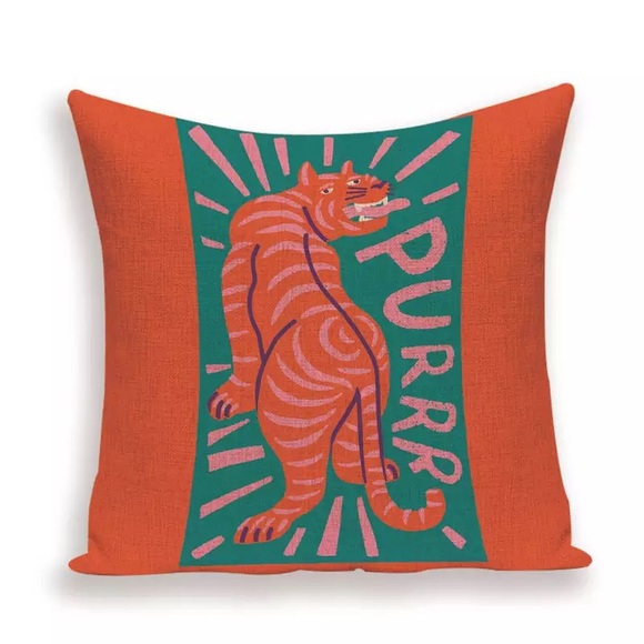 Tiger Pillow Cover | Pink / Orange Jungle Decor NWT - Picture 11 of 14